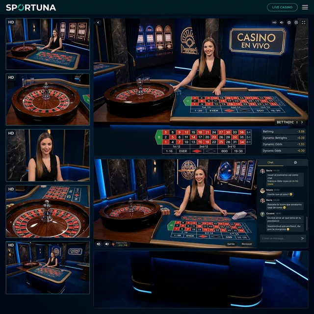 Casino en vivo Sportuna — crupier ruleta en tiempo real